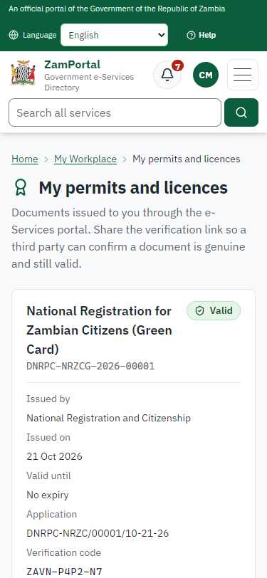 The document in My permits (375 px phone)