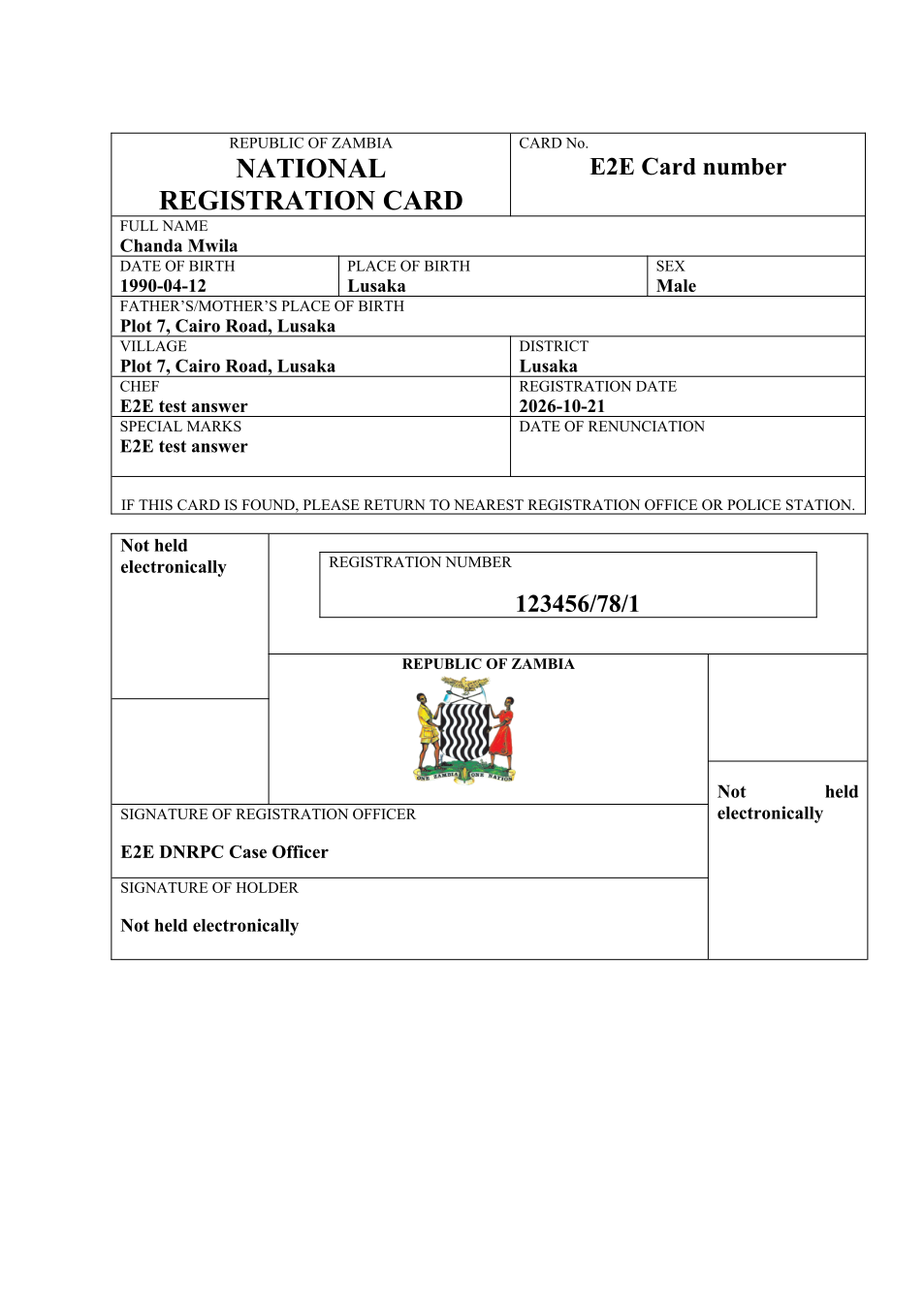 National Registration for Zambian Citizens (Green Card) (sealed PDF)