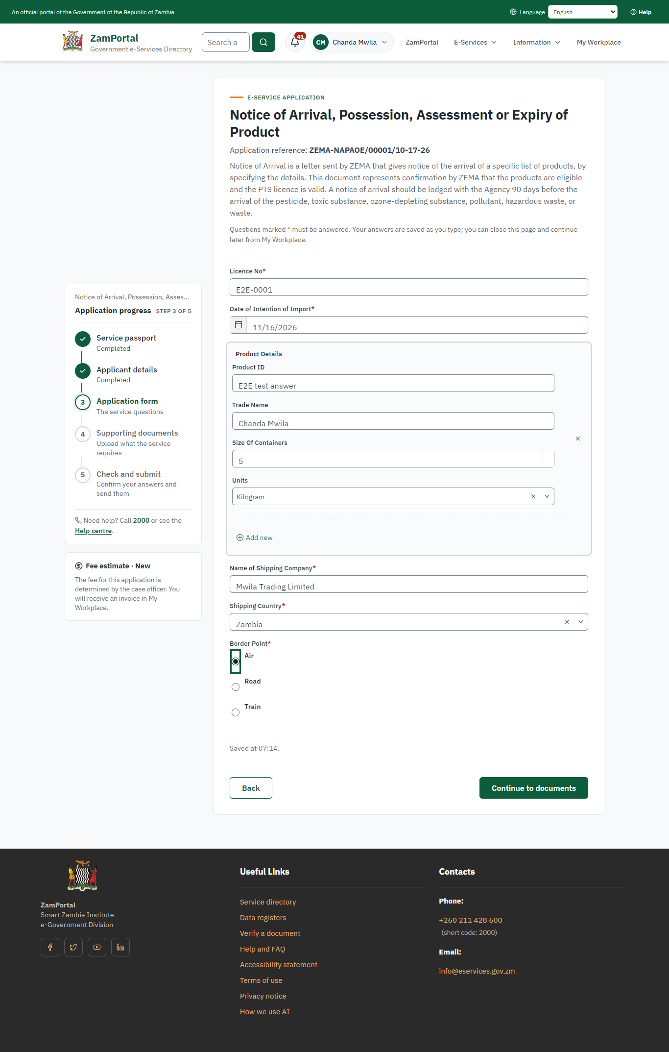 Fill in the application form (desktop)