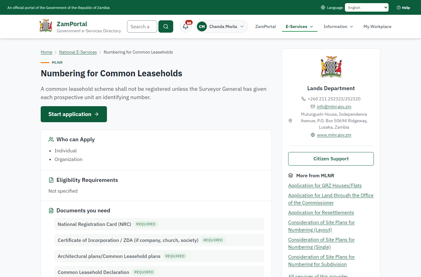 Read the service page (desktop)