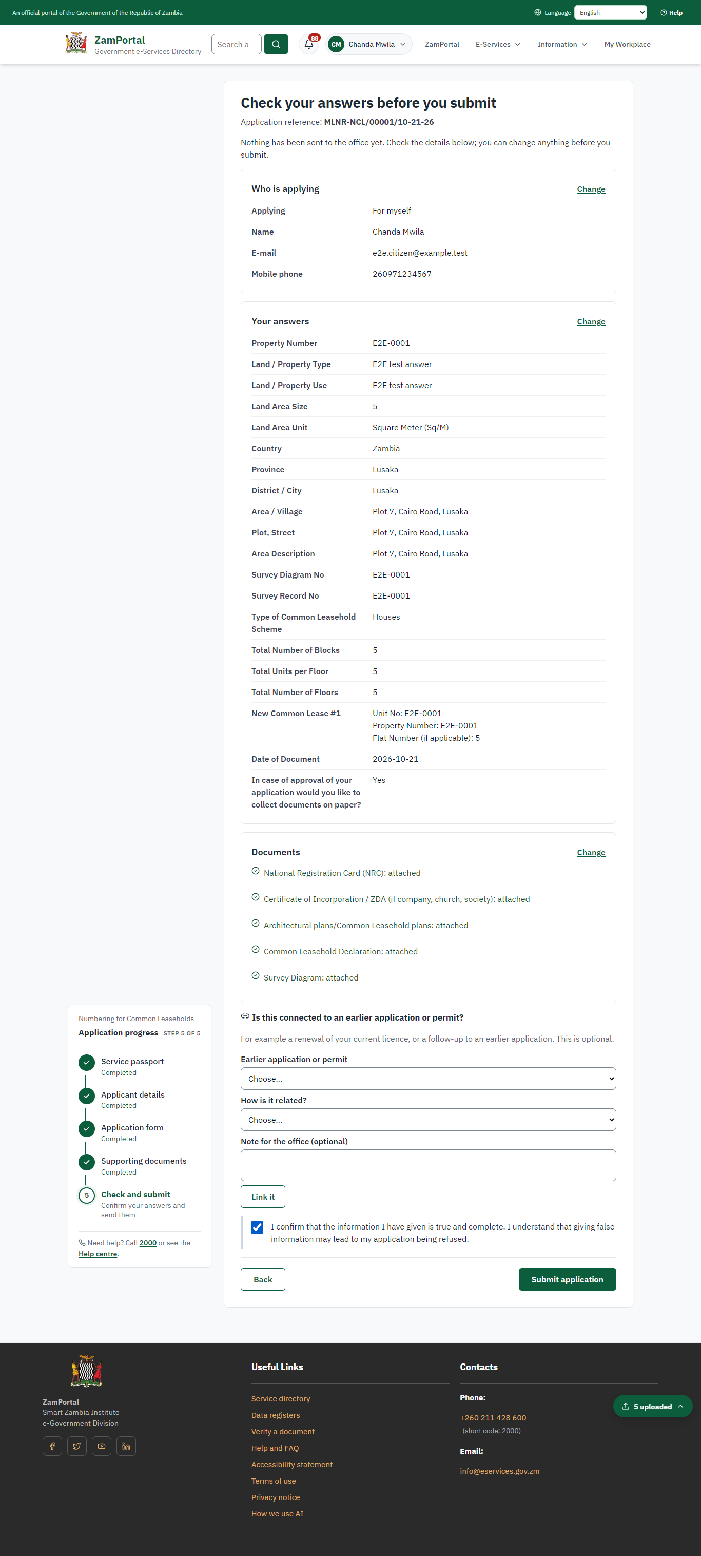 Check the answers and confirm the declaration (desktop)