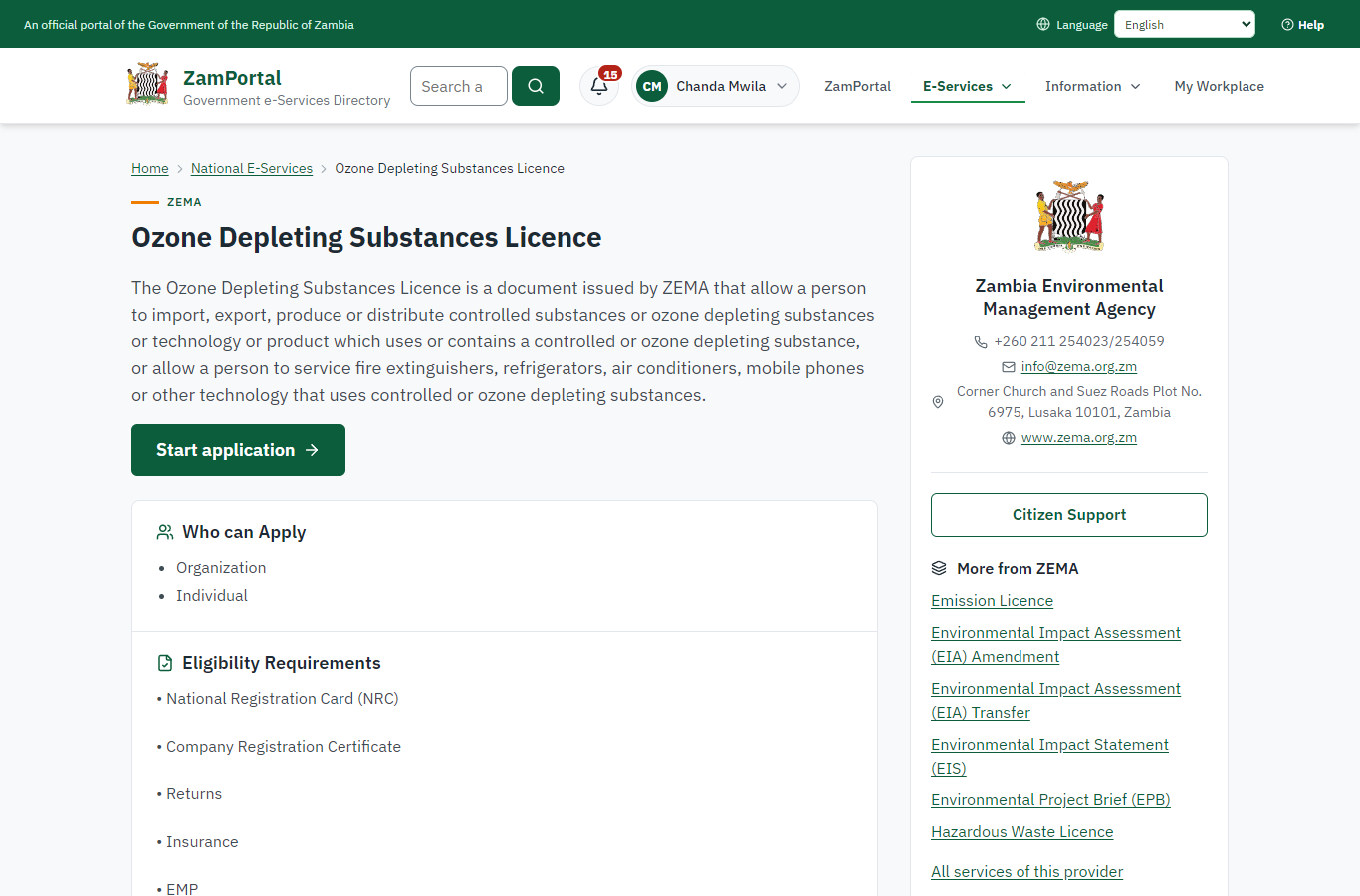 Read the service page (desktop)