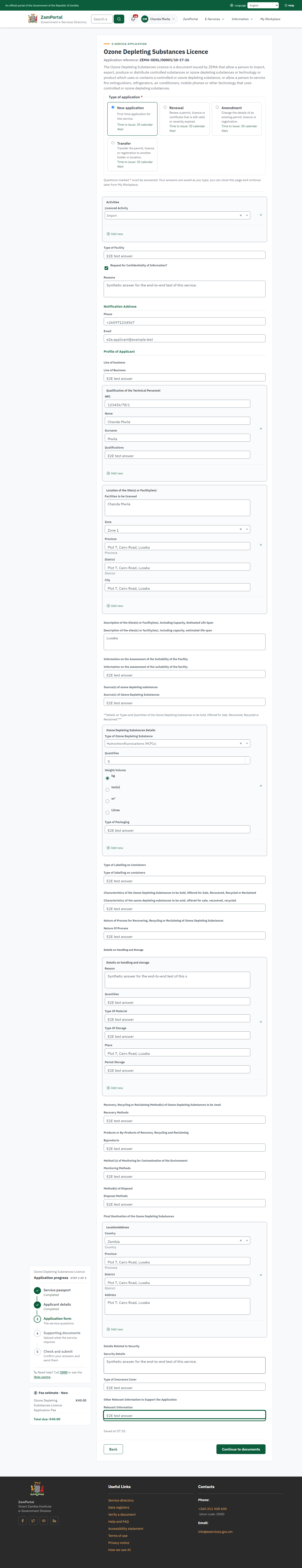 Fill in the application form (desktop)