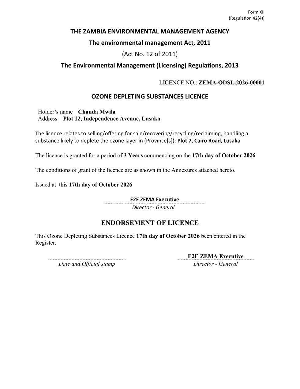 Ozone Depleting Substances Licence (sealed PDF)