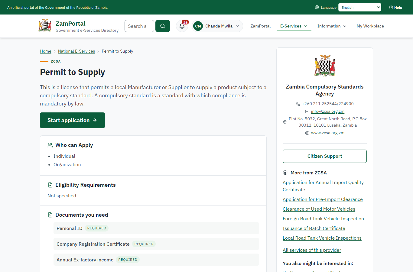 Read the service page (desktop)