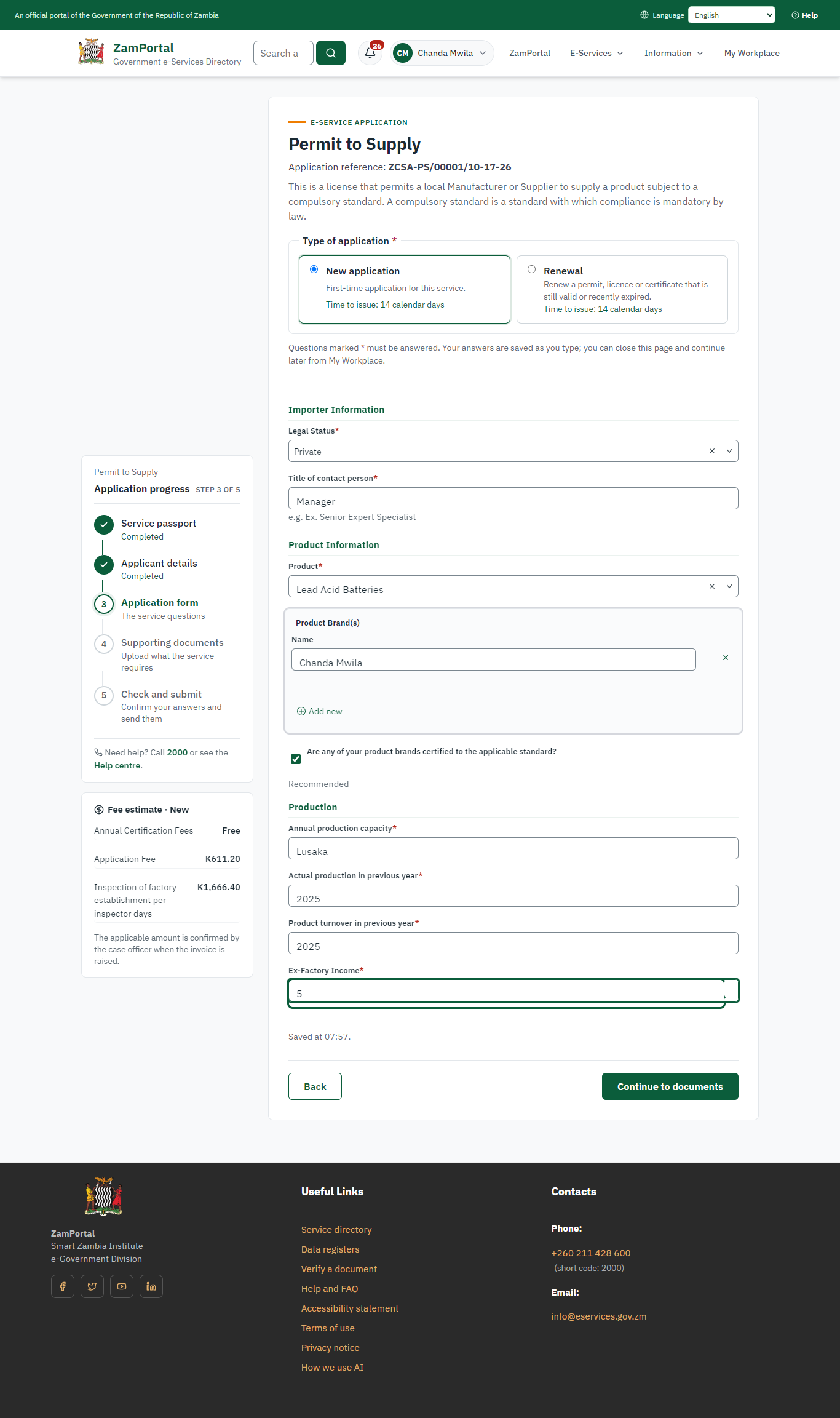 Fill in the application form (desktop)