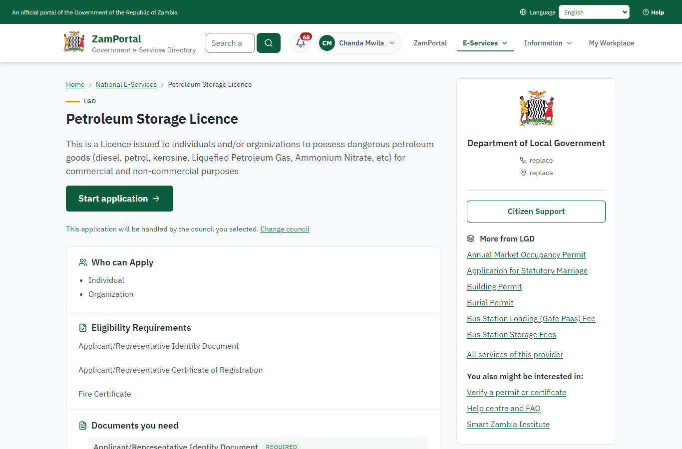Read the service page (desktop)