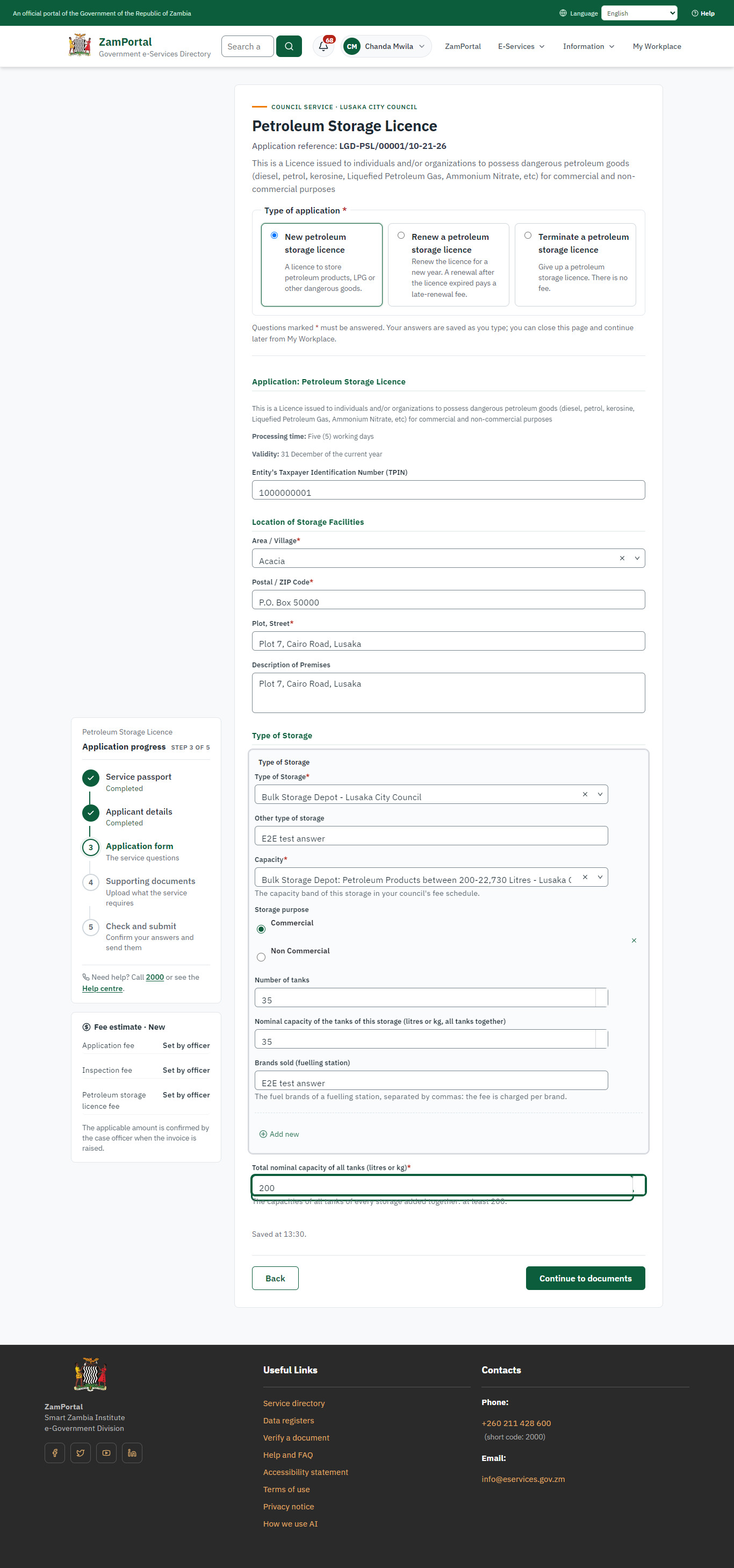 Fill in the application form (desktop)