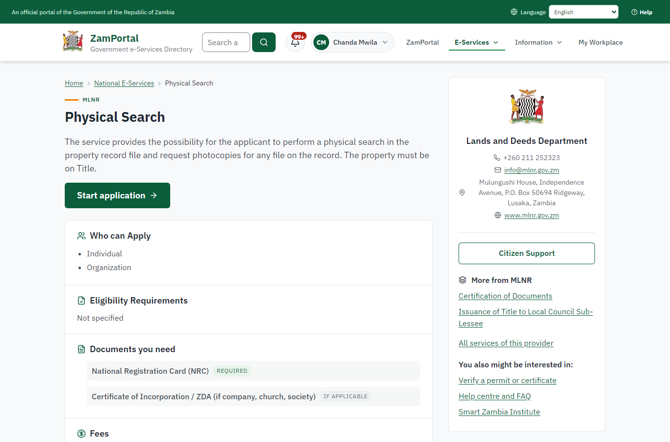 Read the service page (desktop)
