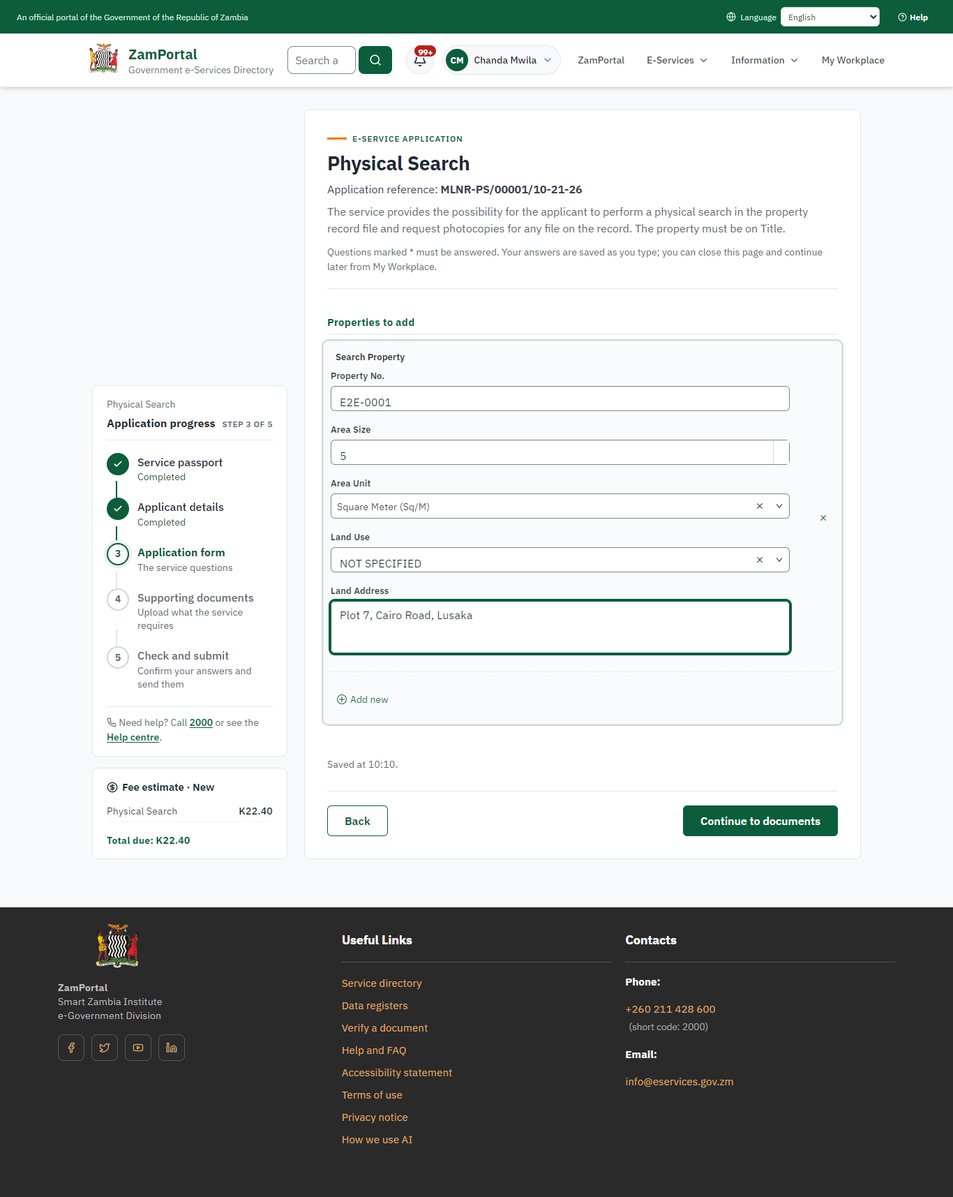 Fill in the application form (desktop)