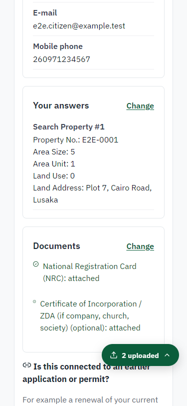 Check the answers and confirm the declaration (375 px phone)