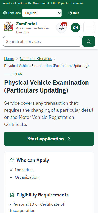 Read the service page (375 px phone)