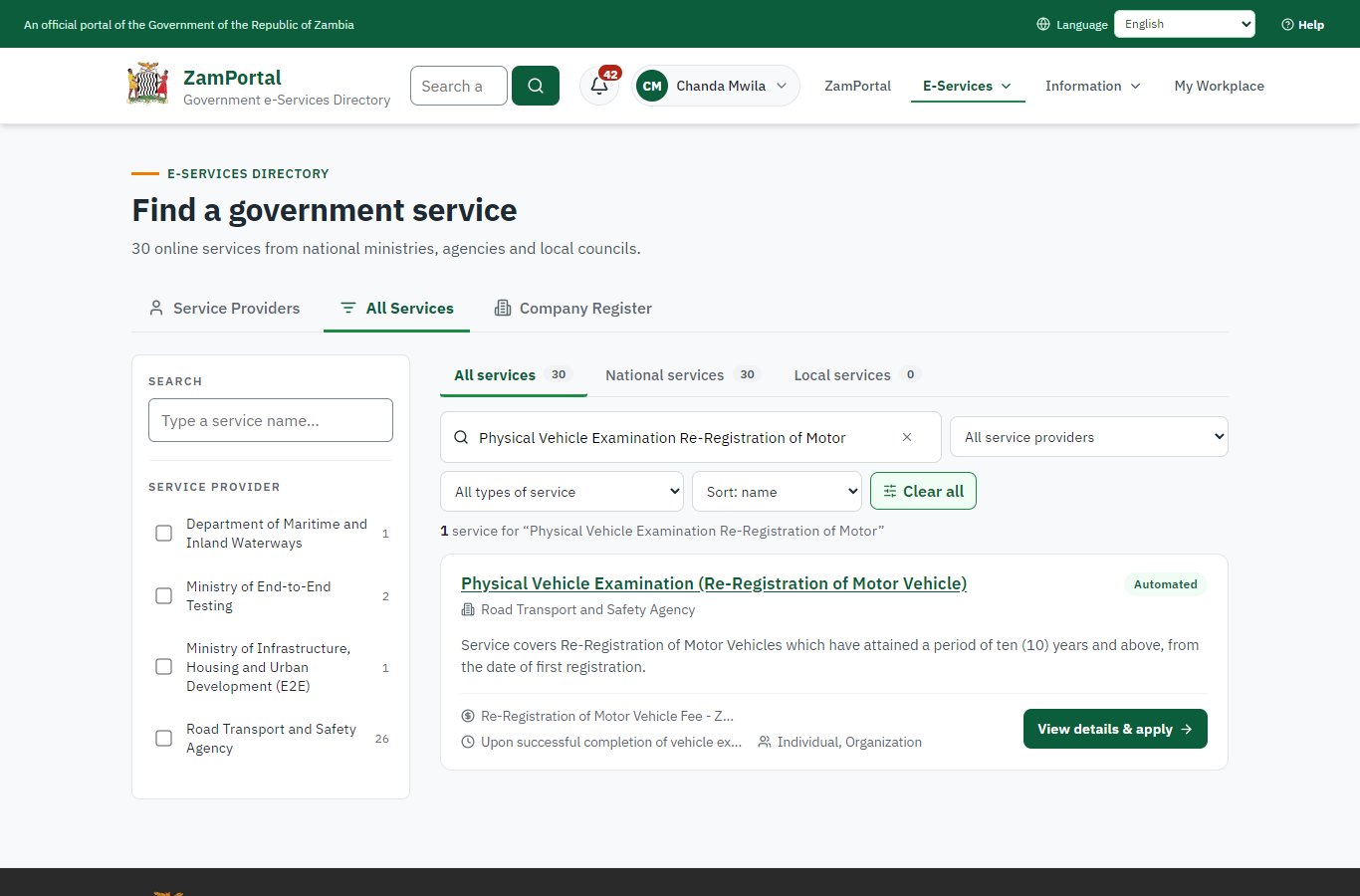 Find the service (desktop)
