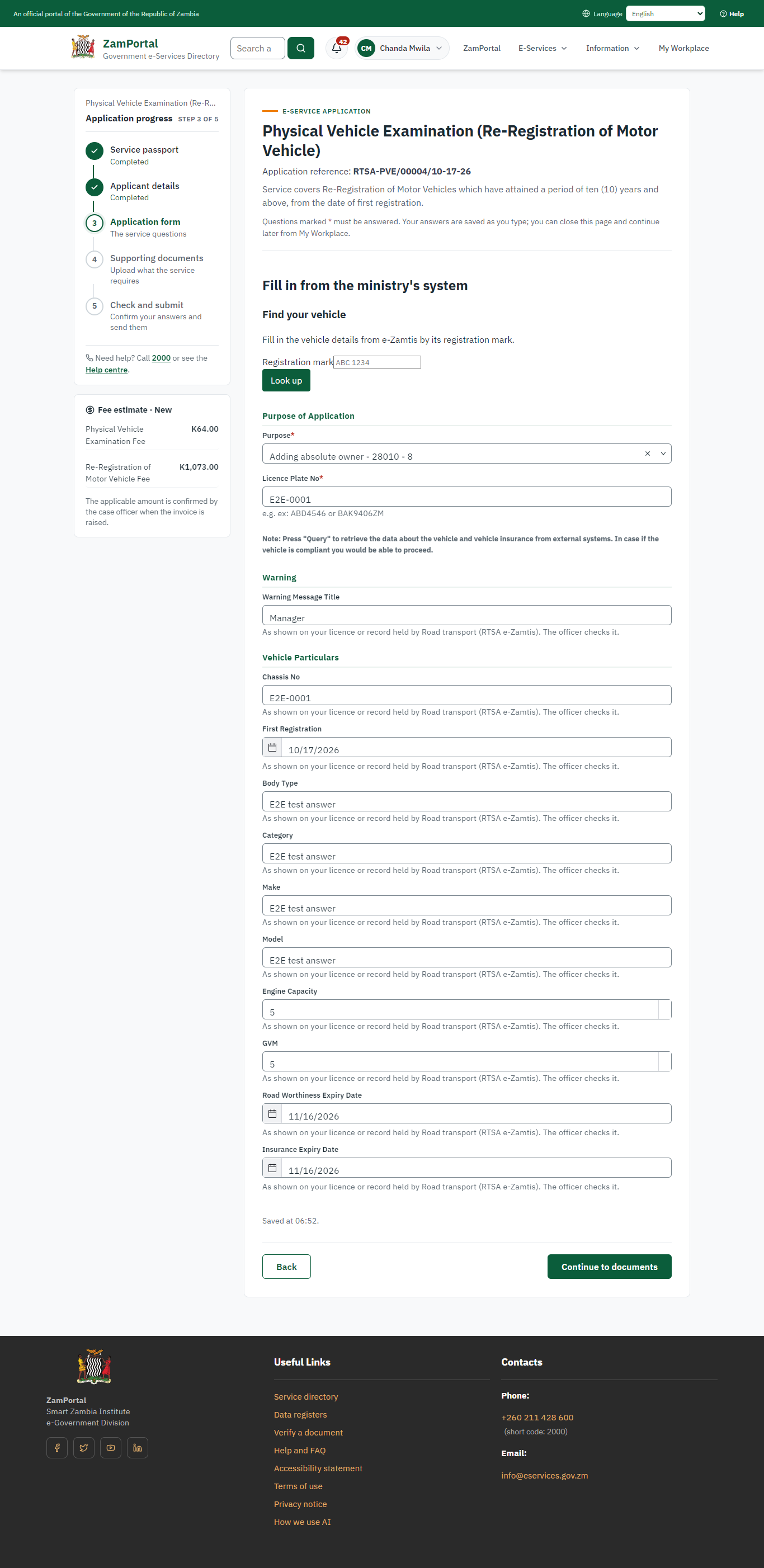 Fill in the application form (desktop)
