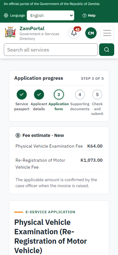 Fill in the application form (375 px phone)