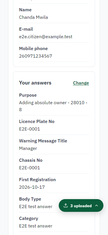 Check the answers and confirm the declaration (375 px phone)