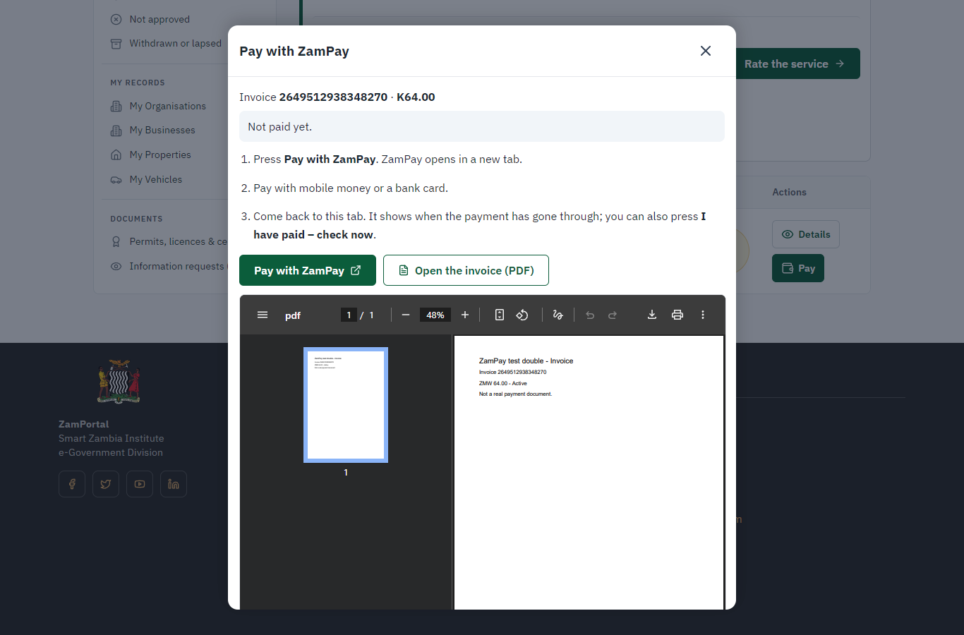Pay with ZamPay (desktop)
