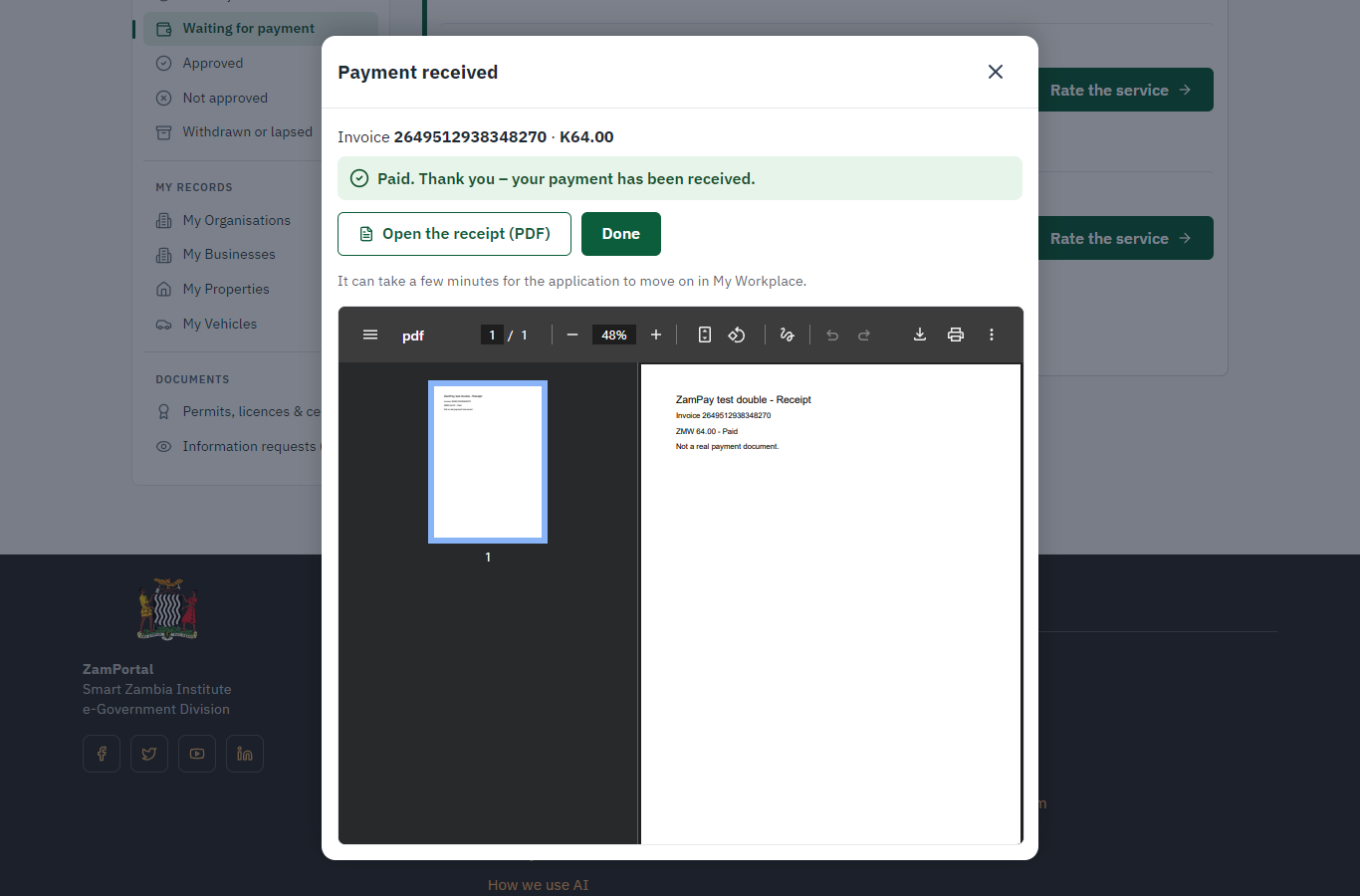 Payment received (desktop)