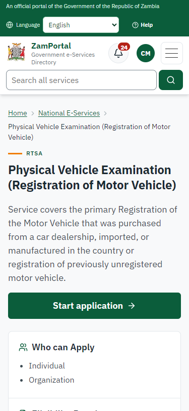 Read the service page (375 px phone)