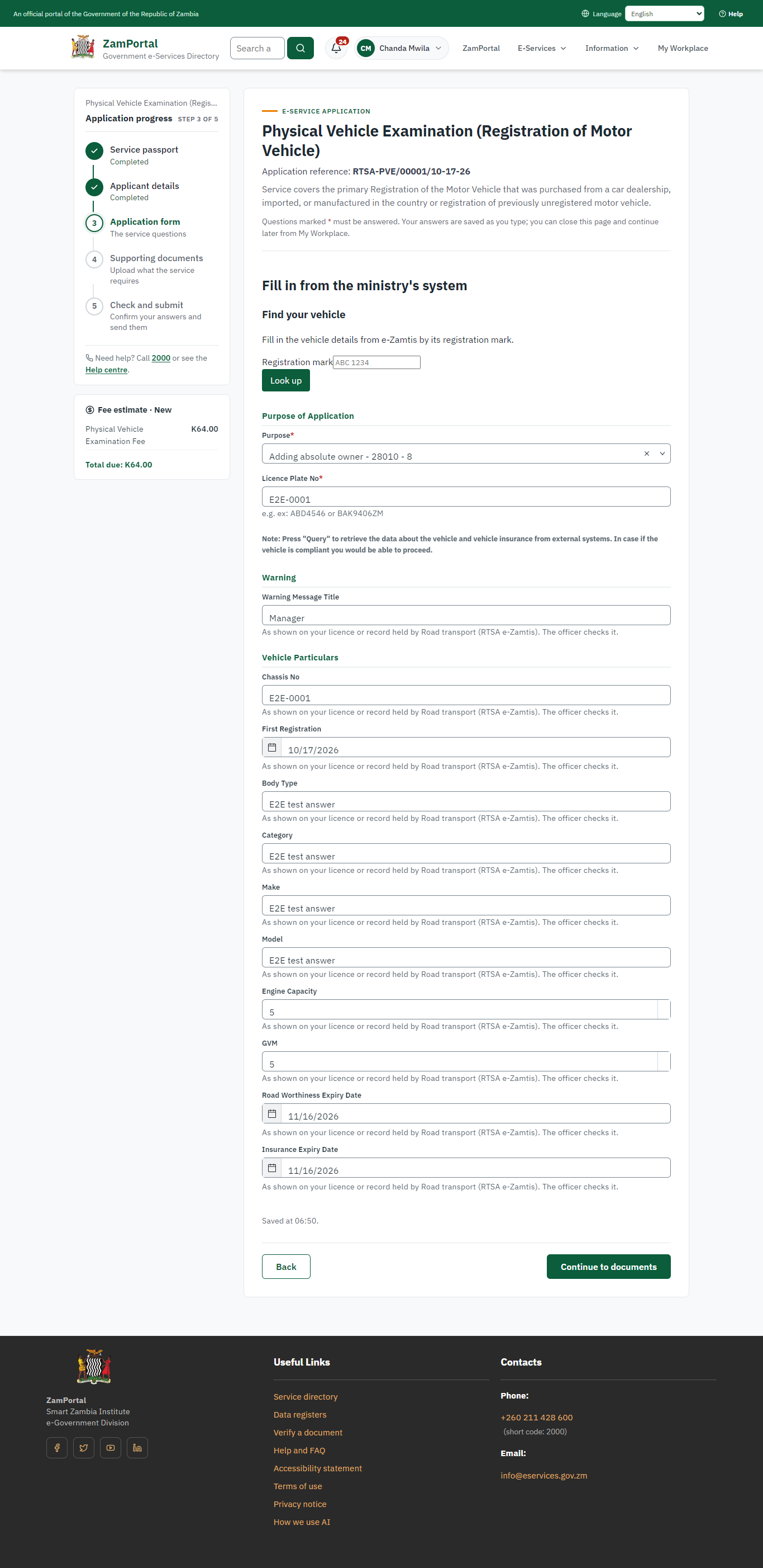 Fill in the application form (desktop)