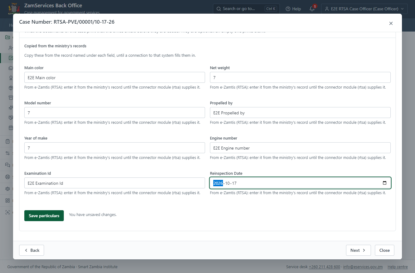 Fill in the certificate particulars (desktop)