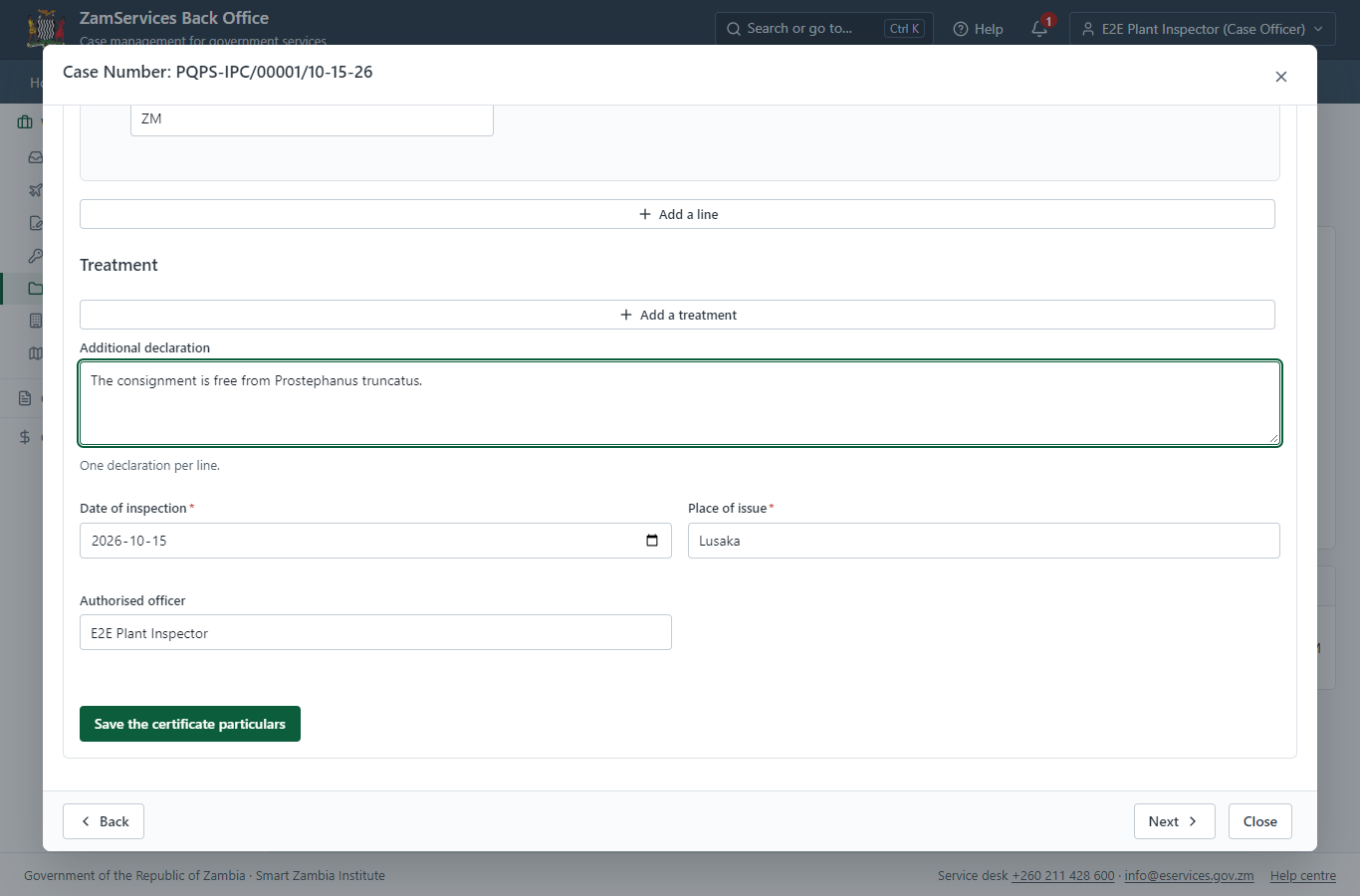 Complete the certificate particulars (desktop)