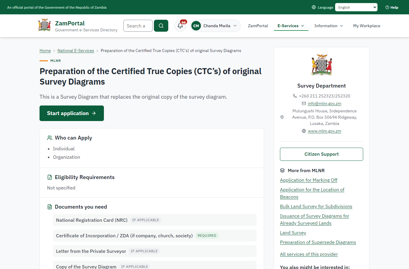 Read the service page (desktop)