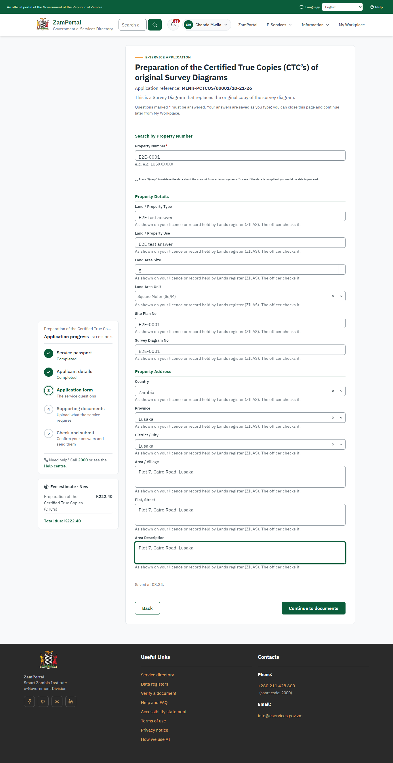 Fill in the application form (desktop)