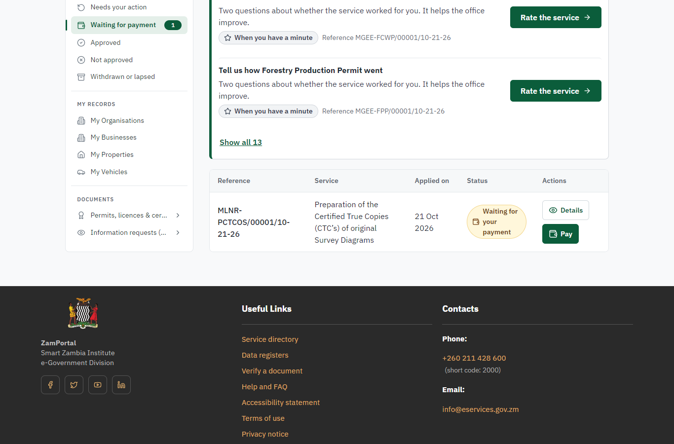 See that the fee is due (desktop)