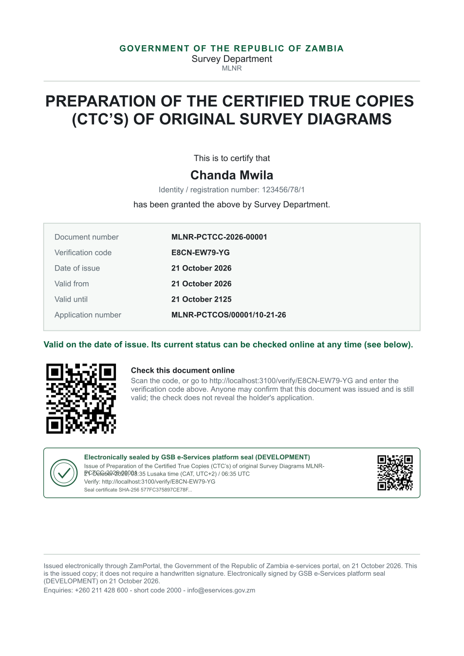 Preparation of the Certified True Copies (CTC’s) of original Survey Diagrams (sealed PDF)