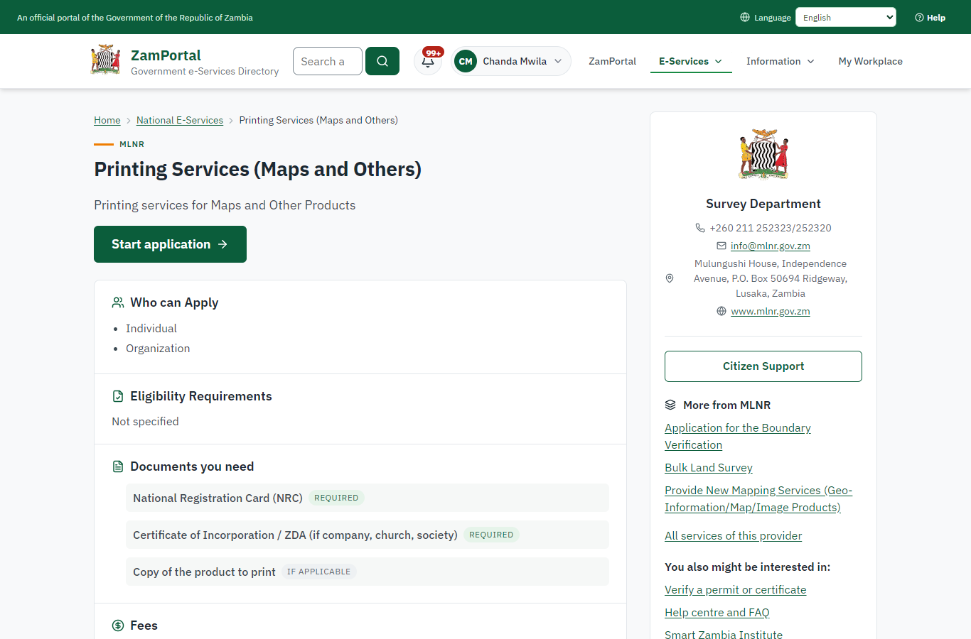 Read the service page (desktop)