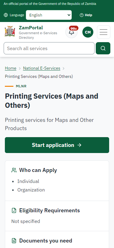 Read the service page (375 px phone)
