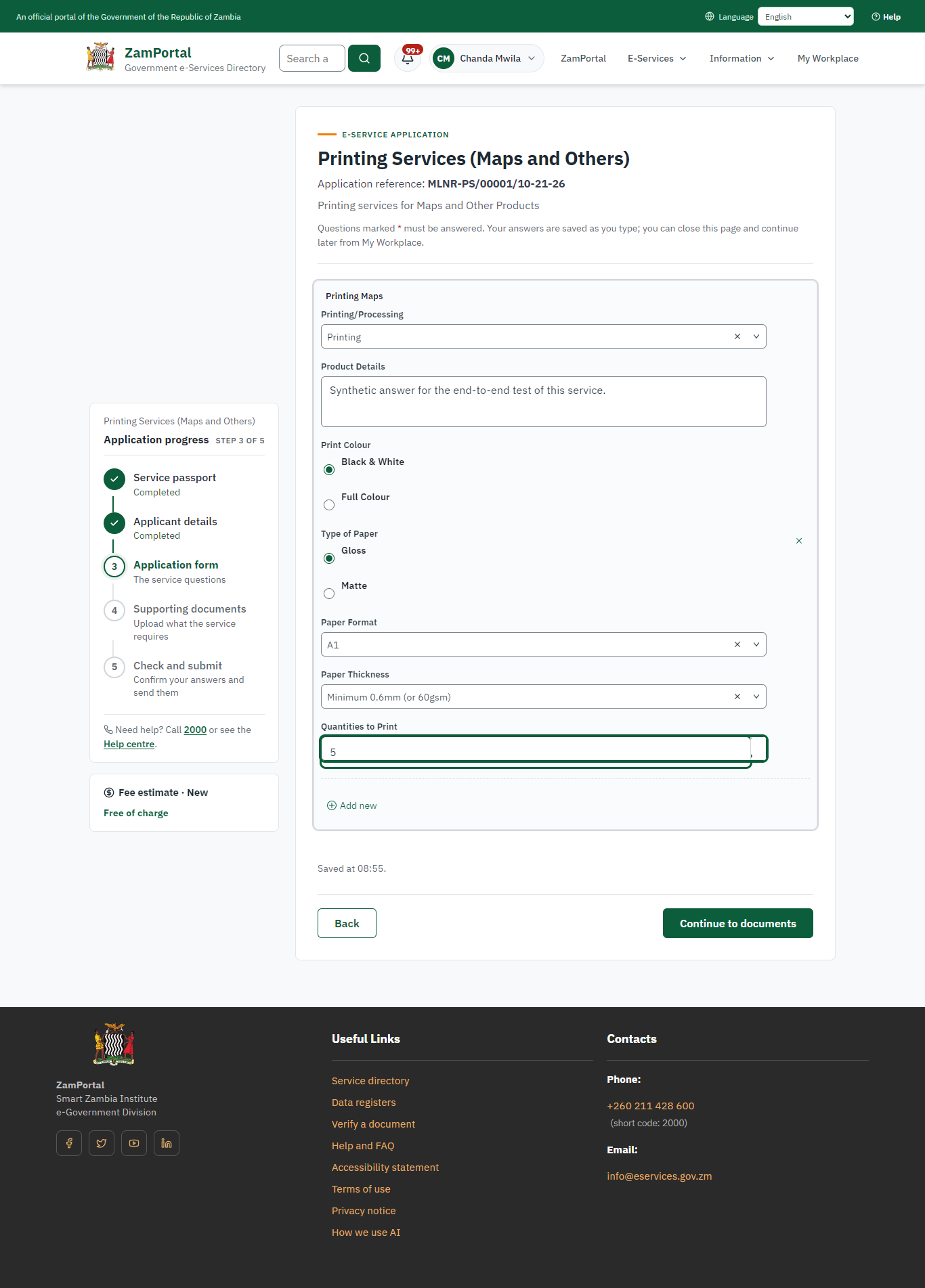 Fill in the application form (desktop)