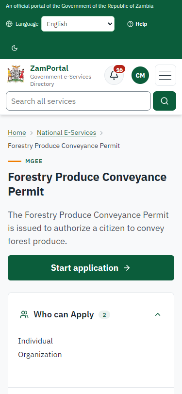 Start the conveyance application (375 px phone)