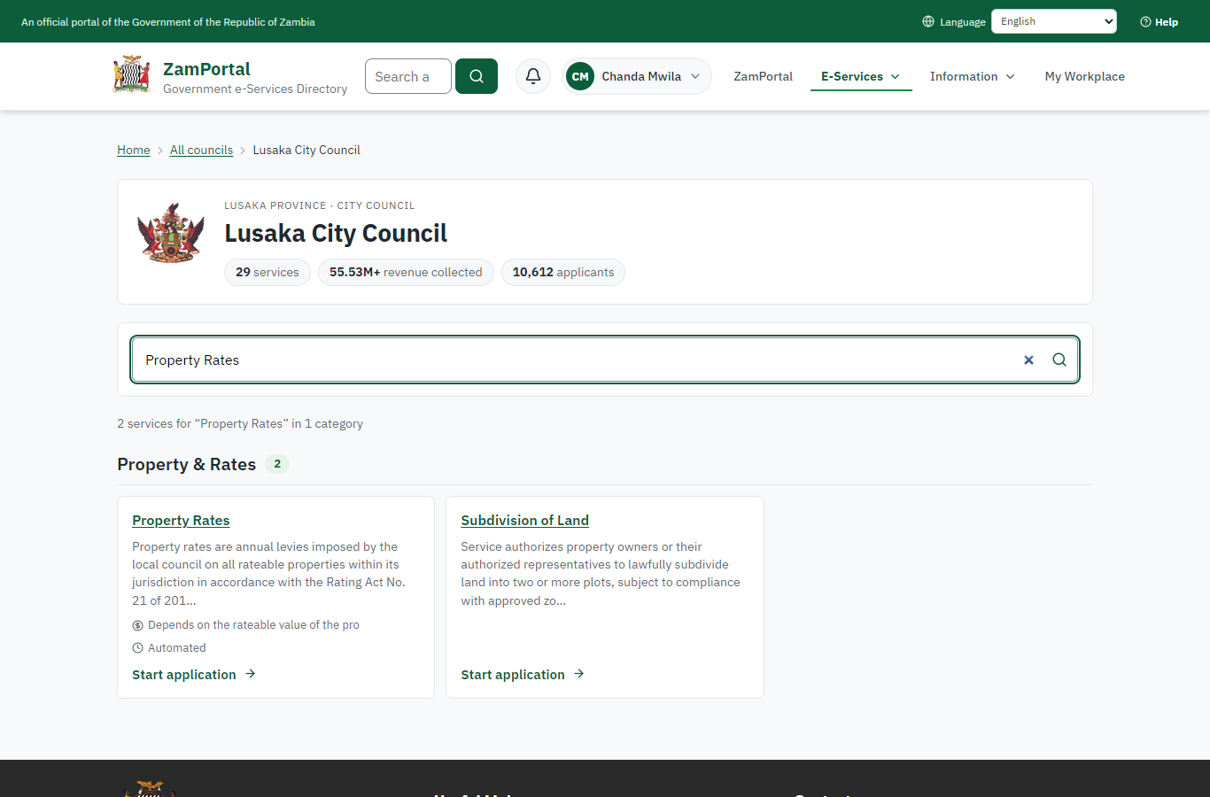 Find the service at the council (desktop)