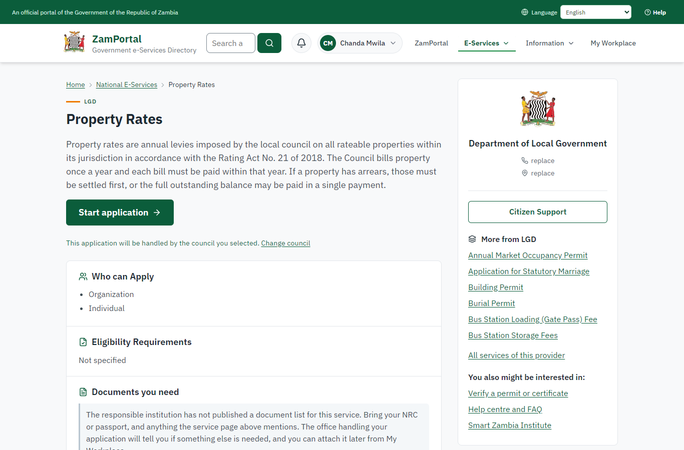 Read the service page (desktop)