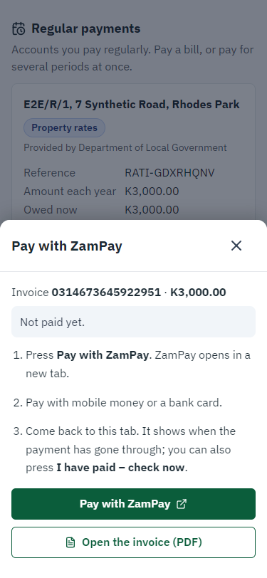 Pay with ZamPay (375 px phone)