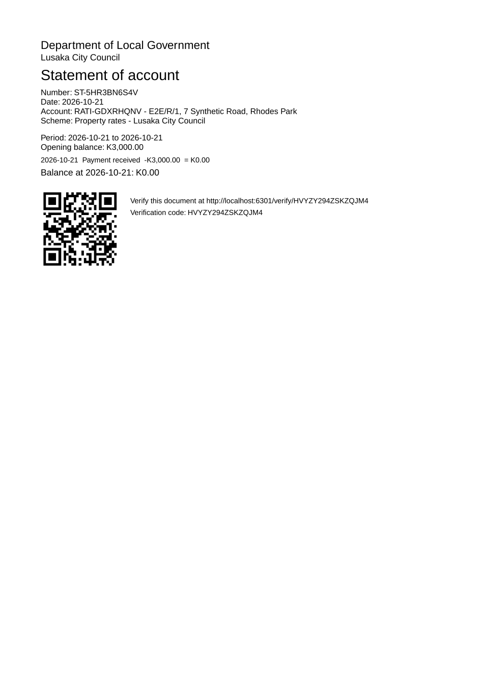 Statement of account (sealed PDF)