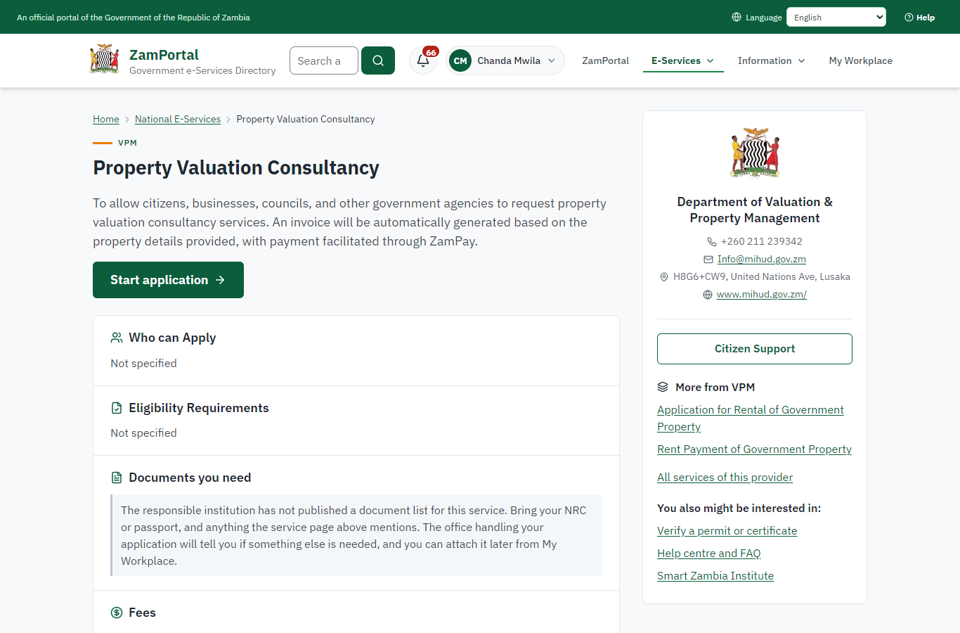 Read the service page (desktop)