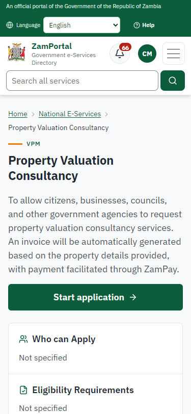 Read the service page (375 px phone)