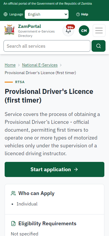 Read the service page (375 px phone)