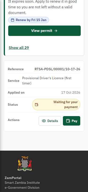 See that the fee is due (375 px phone)