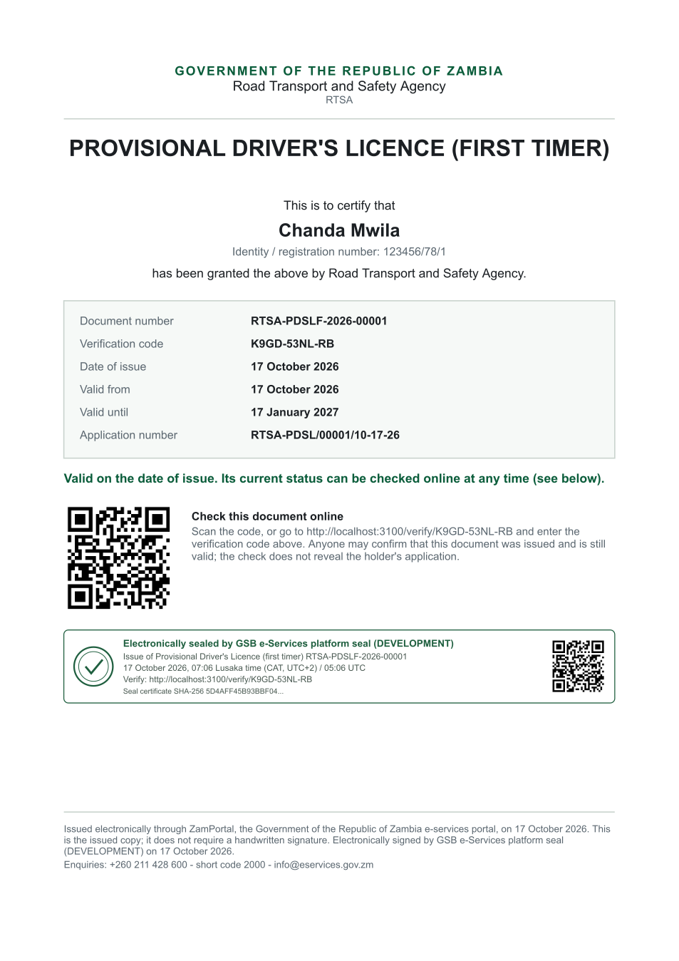 Provisional Driver's Licence (first timer) (sealed PDF)