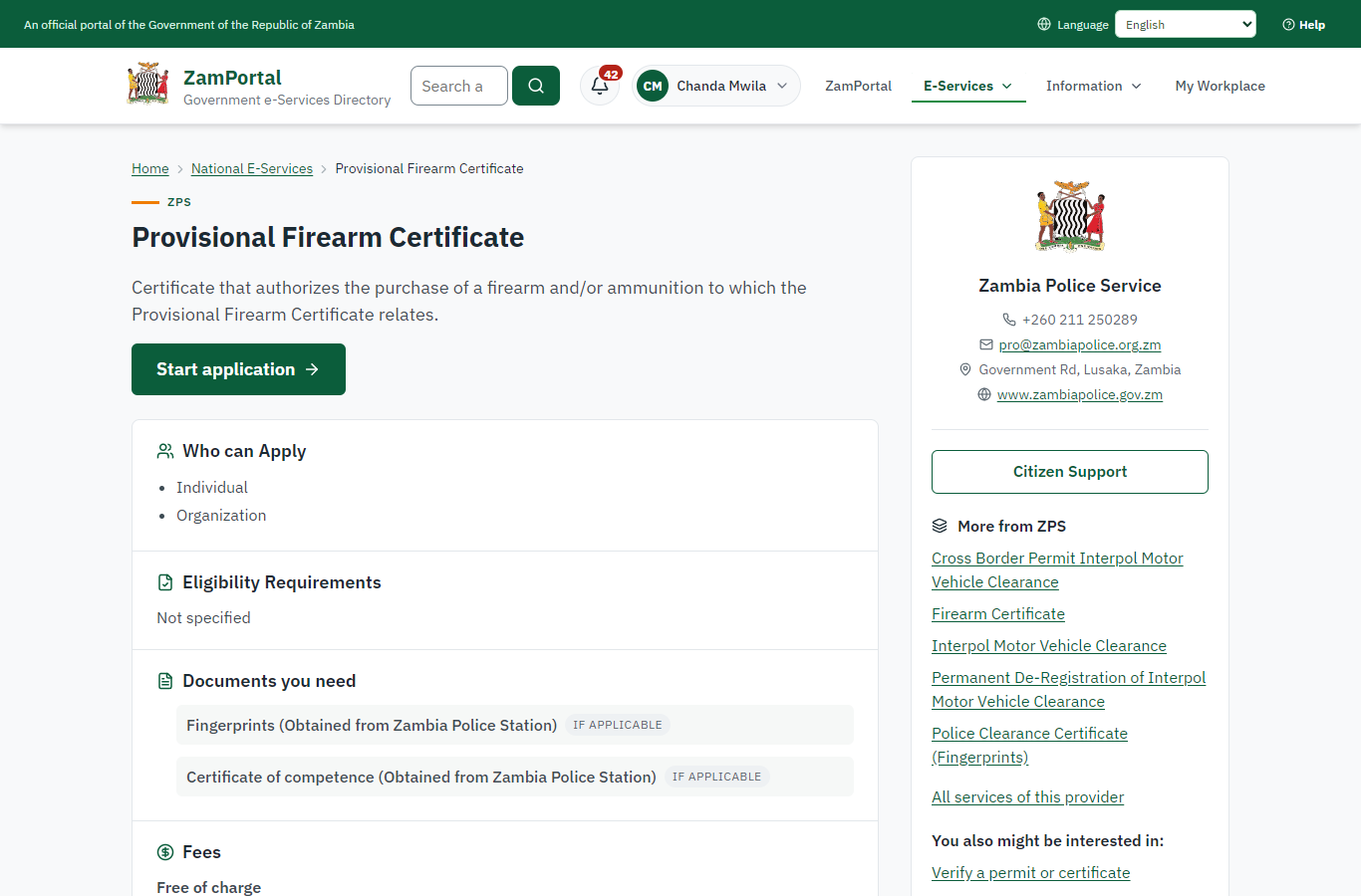 Read the service page (desktop)