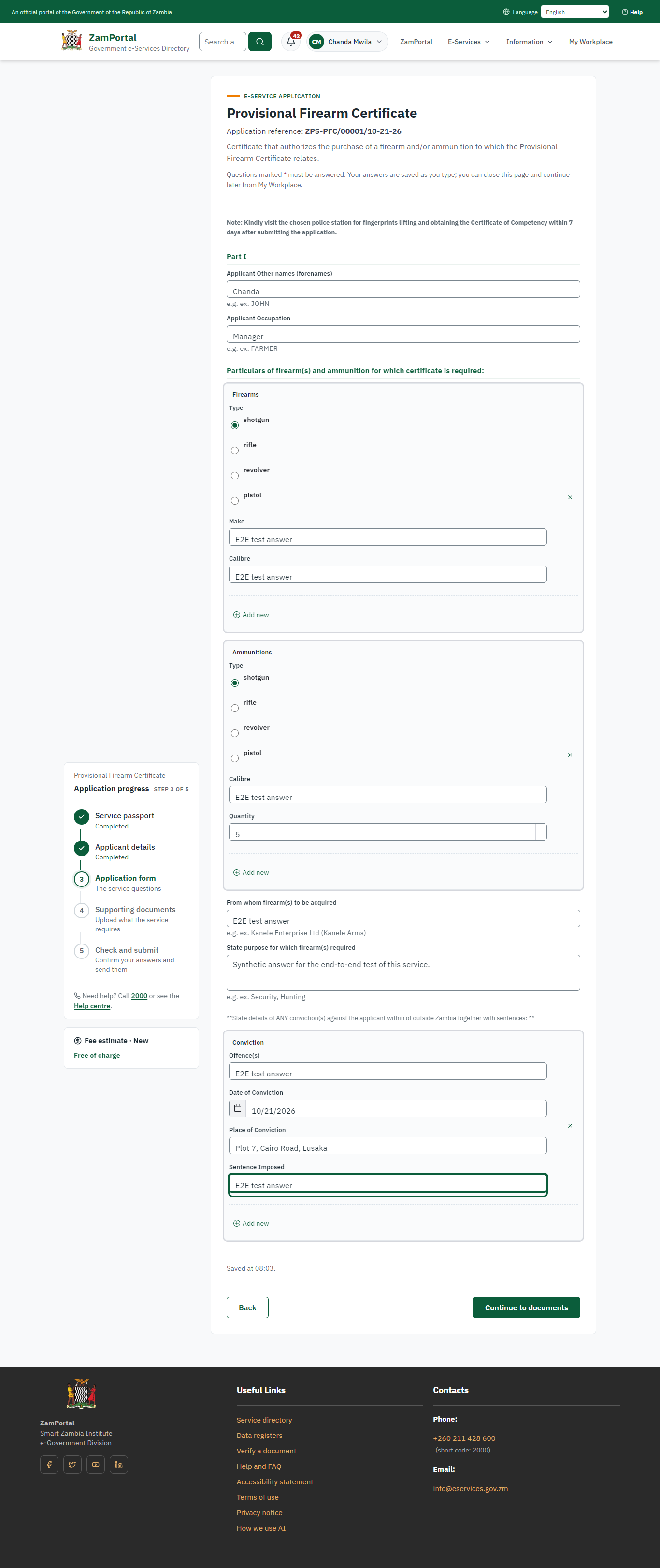 Fill in the application form (desktop)