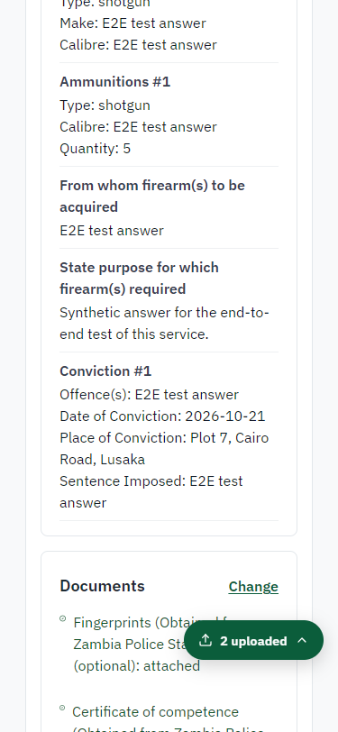 Check the answers and confirm the declaration (375 px phone)
