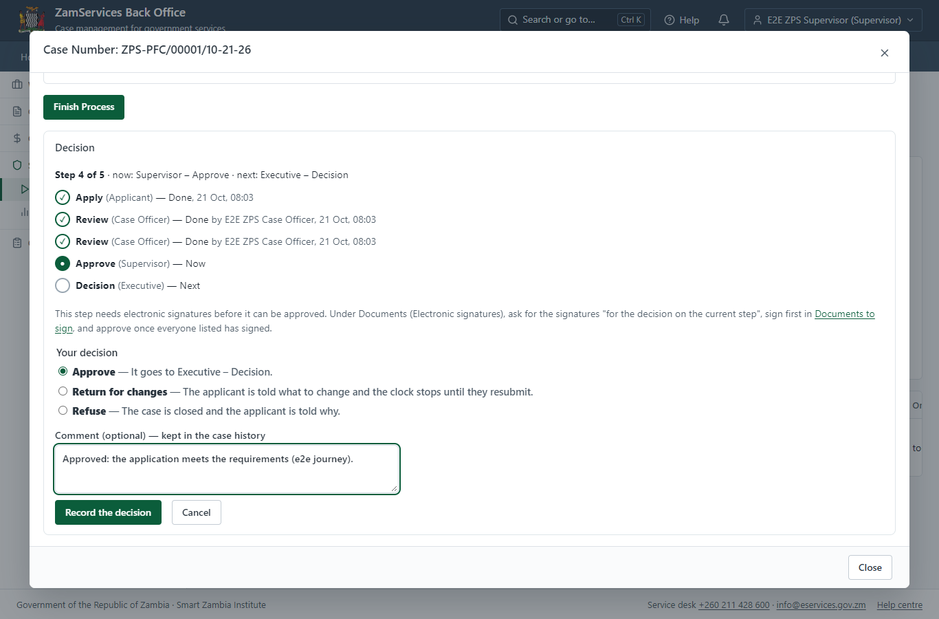 Decide: Review, Inspect, e-Sign Supervisor (desktop)