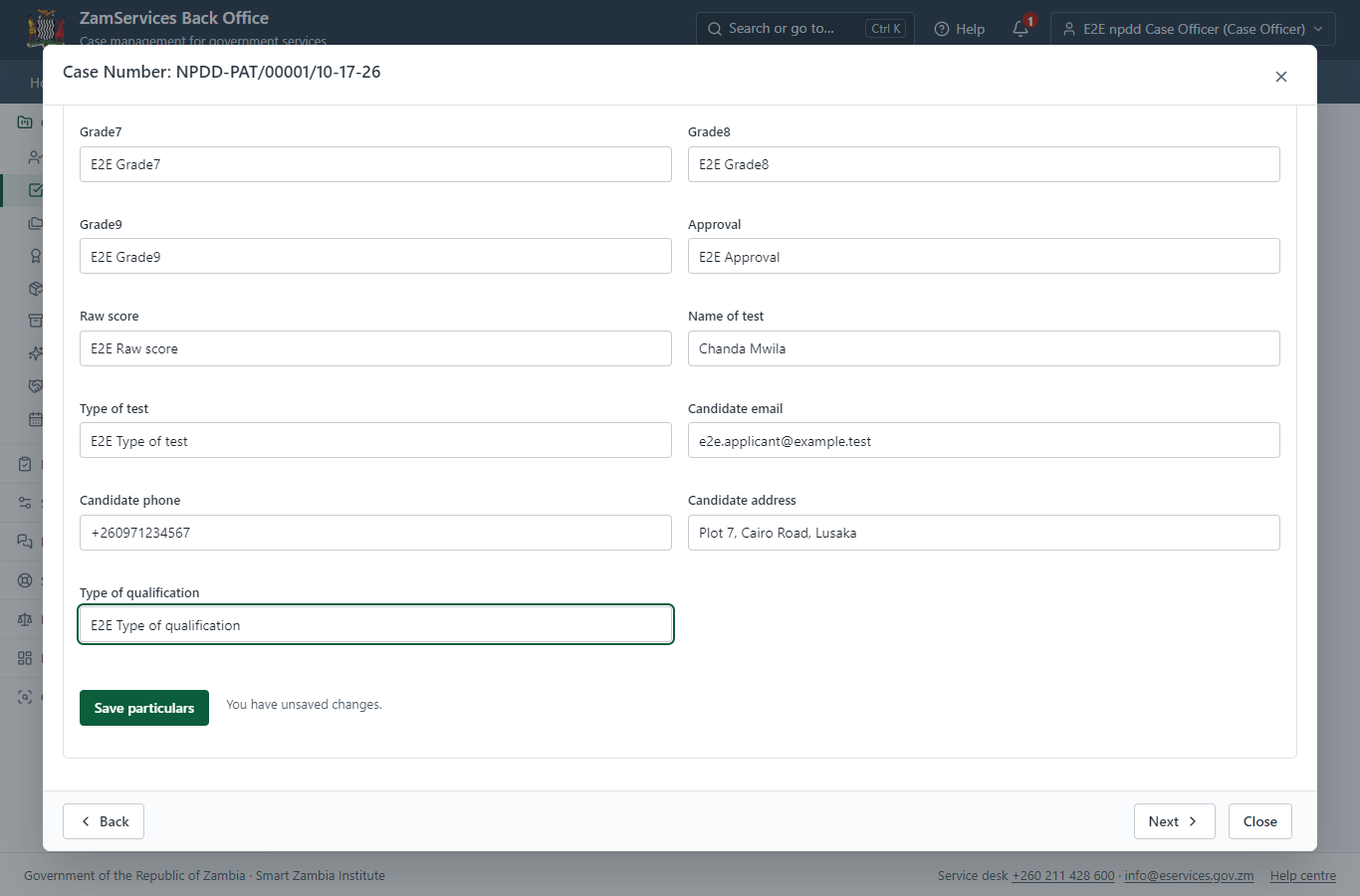 Fill in the certificate particulars (desktop)