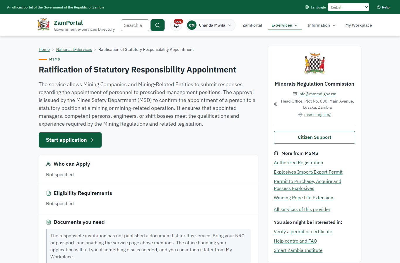 Read the service page (desktop)