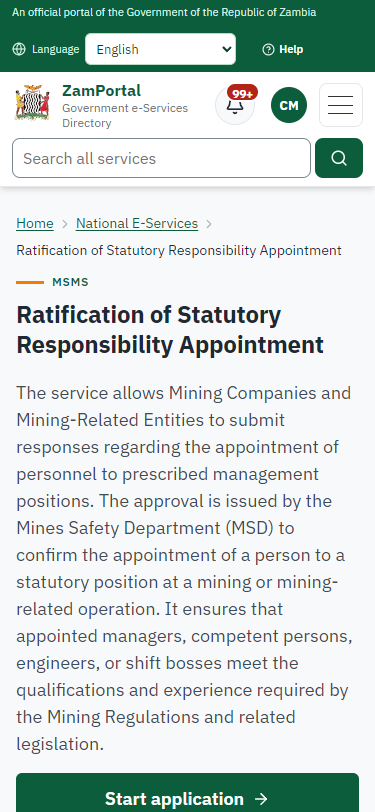 Read the service page (375 px phone)